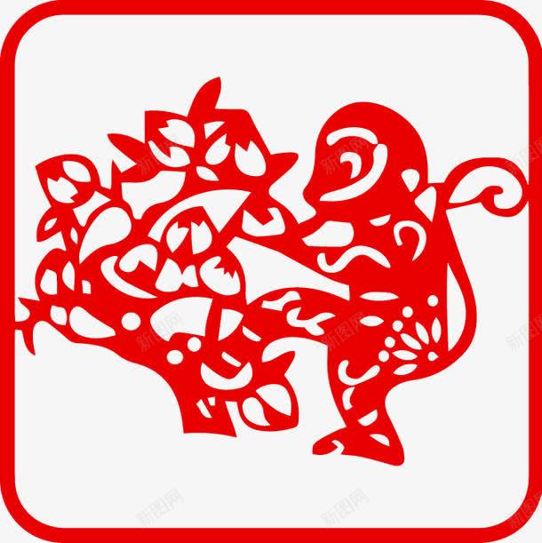 中国风剪纸十二生肖猴png免抠素材_新图网 https://ixintu.com 中国风 剪纸 十二生肖 猴