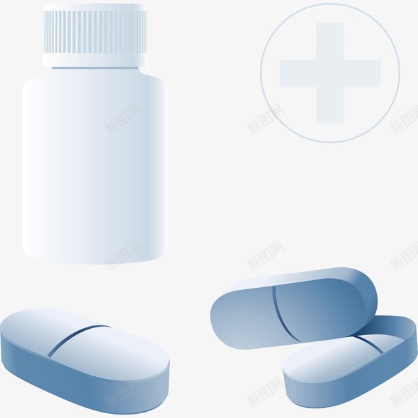 药瓶和蓝色药片矢量图eps免抠素材_新图网 https://ixintu.com 矢量药片 药 药片 药瓶 蓝色药片 矢量图