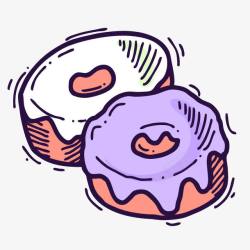 手绘紫色甜甜圈素材