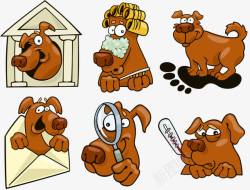 卡通手绘6种小狗表情包素材