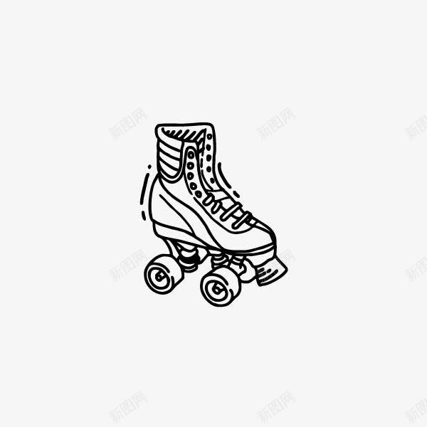 卡通手绘黑色的溜冰鞋png免抠素材_新图网 https://ixintu.com 创意 动漫动画 卡通手绘 溜冰鞋 轮子 鞋子 黑色