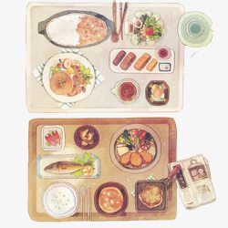 米饭套餐手绘画片素材