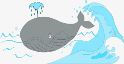 灰色鲸鱼蓝色波涛灰色小鲸鱼高清图片