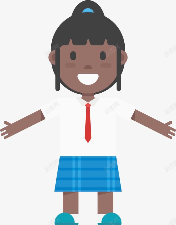 漂亮的外国女孩矢量图ai免抠素材_新图网 https://ixintu.com 卡通 外国 女孩 手绘 校服 红色 黑色 矢量图