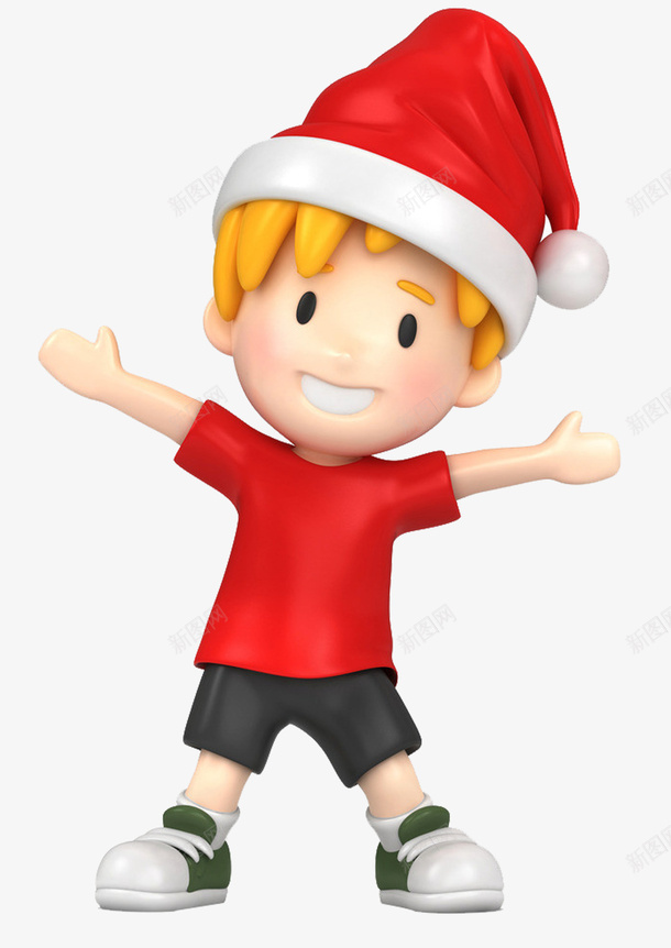 戴圣诞帽的男孩png免抠素材_新图网 https://ixintu.com 卡通 圣诞帽 手绘 男孩