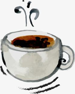 手绘水彩咖啡杯素材