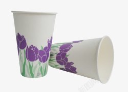 紫色花朵一次性纸杯素材