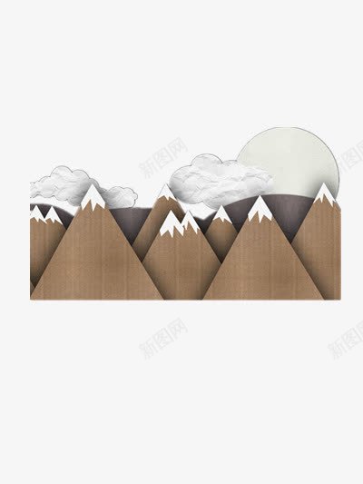 山上有雪png免抠素材_新图网 https://ixintu.com 卡通 山顶 褐色 雪景