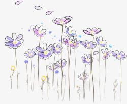 卡通紫色唯美小花素材
