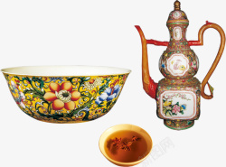 中国风瓷器景泰蓝茶杯素材