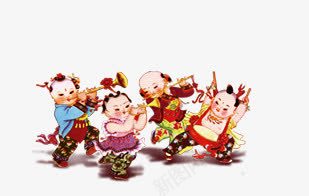 春节中国风年画小孩png免抠素材_新图网 https://ixintu.com 喜庆 孩童 年画 新年 春节