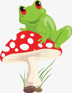 趴在红蘑菇上的青蛙素材