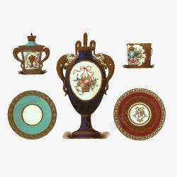 欧式宫廷瓷器花瓶盘子素材