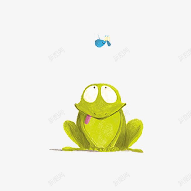 手绘小动物之捕虫子的的青蛙png免抠素材_新图网 https://ixintu.com 动物 手绘 青蛙 飞虫
