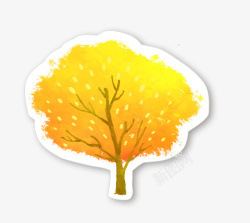 黄色卡通手绘树素材