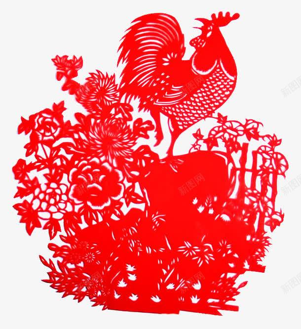 创意新年鸡的剪纸画png免抠素材_新图网 https://ixintu.com 2017 窗花 装饰 鸡的剪纸画
