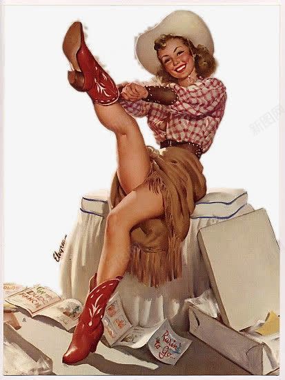 正在穿靴子的女牛仔png免抠素材_新图网 https://ixintu.com 插画 牛仔 装饰图案 西部美女