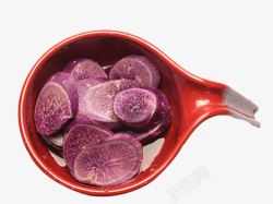晒干的紫薯容器里的紫薯片高清图片
