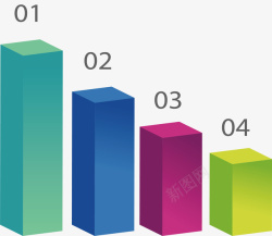 彩色立方体柱形图矢量图素材