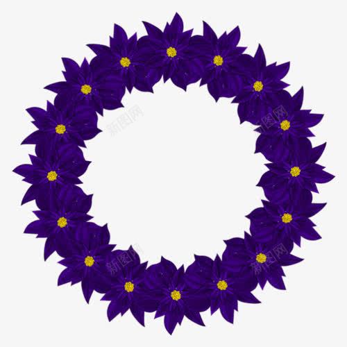 花圈图案png免抠素材_新图网 https://ixintu.com 圣诞装饰 开放 紫色 花圈 蓝色