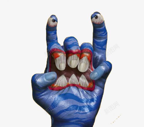 蓝色动物手掌彩绘艺术png免抠素材_新图网 https://ixintu.com 创意设计 动物 手掌彩绘艺术 蓝色
