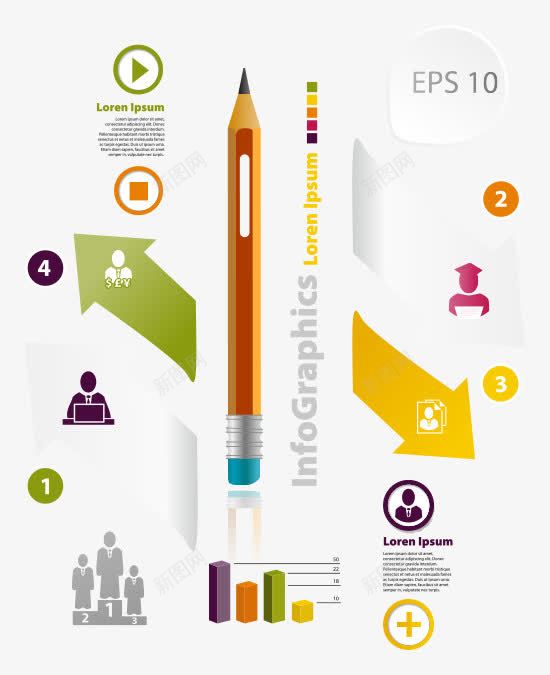 铅笔箭头指示png免抠素材_新图网 https://ixintu.com 指示 箭头 装饰 铅笔