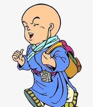 听歌小和尚png免抠素材_新图网 https://ixintu.com 人物 卡通 听歌的人 小和尚 耳机