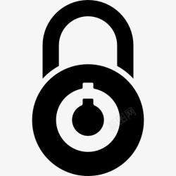 封闭保护锁接口安全标志圆形挂锁图标高清图片