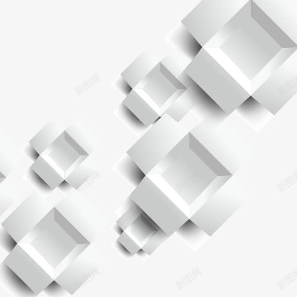 白色立体方格png免抠素材_新图网 https://ixintu.com 方格背景 方格设计 白色方格 立体方格