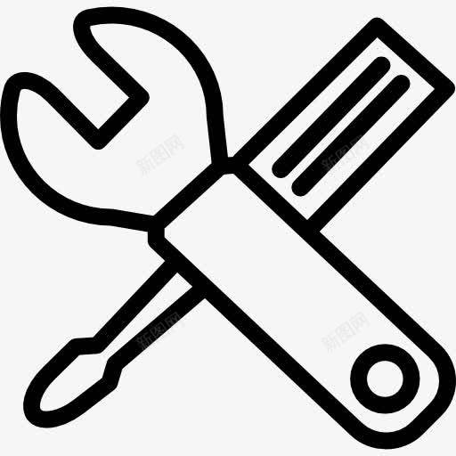 扳手和螺丝刀穿过图标png_新图网 https://ixintu.com 修理车库 扳手 维修工具 维修工具和器具 螺丝刀