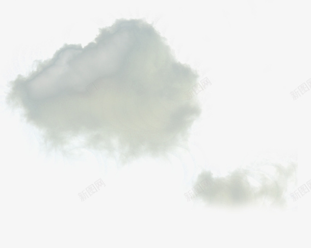 灰色渐变云png免抠素材_新图网 https://ixintu.com 两朵云 创意设计 平面 水墨画感 渐变色 灰色