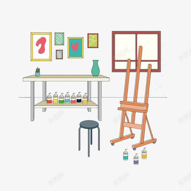 手绘工作室png免抠素材_新图网 https://ixintu.com 工作室 设计 设计一角 设计办公 设计工作室 设计手绘