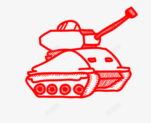 手绘卡通坦克线描画png免抠素材_新图网 https://ixintu.com 动漫 动画 卡通坦克 圣坦克 坦克线描画 手绘坦克 插画
