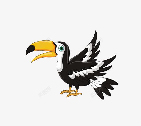 大嘴巴鸟png免抠素材_新图网 https://ixintu.com 创意卡通小动物 动物 卡通动物 卡通鸟 白色 黄色 黑色