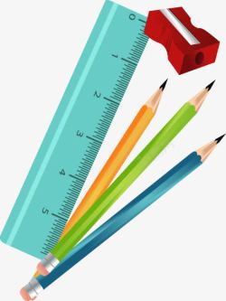彩色铅笔直尺铅笔刀图案素材