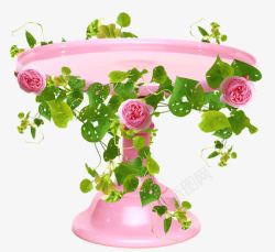 粉色水果盘花朵装饰粉色水果盘高清图片