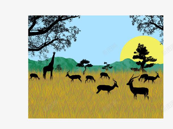 多色唯美大自然动物图案png免抠素材_新图网 https://ixintu.com 动物图案 多色唯美大自然 矢量图案 野生鹿图案