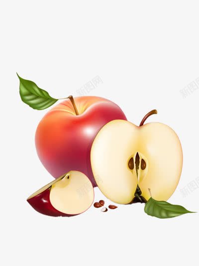 小苹果png免抠素材_新图网 https://ixintu.com 卡通 叶片 植物 水果