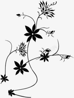 黑色花纹树叶装饰素材