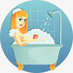 金发美女浴缸内泡澡沐浴素材