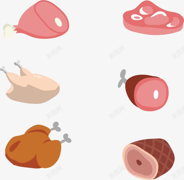 手绘肉类png免抠素材_新图网 https://ixintu.com 扁平 手绘 肉类