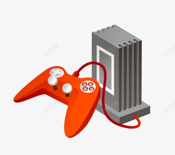 游戏机png免抠素材_新图网 https://ixintu.com 橙色手柄 游戏机 白色按钮