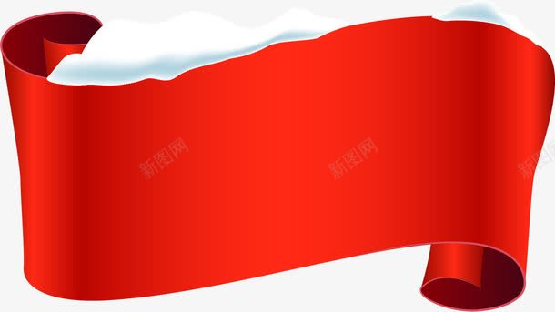 手绘红色卷纸标签png免抠素材_新图网 https://ixintu.com 手绘 红色卷纸标签 雪花