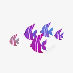 卡通紫色小鱼素材
