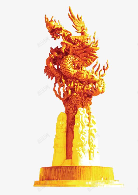 金龙雕塑png免抠素材_新图网 https://ixintu.com 3D 传奇 实物 立体 金色 雕塑 龙
