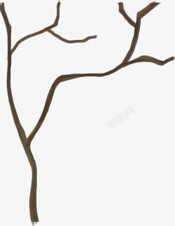 手绘棕色漫画树枝素材