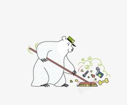 北极熊搞卫生素材