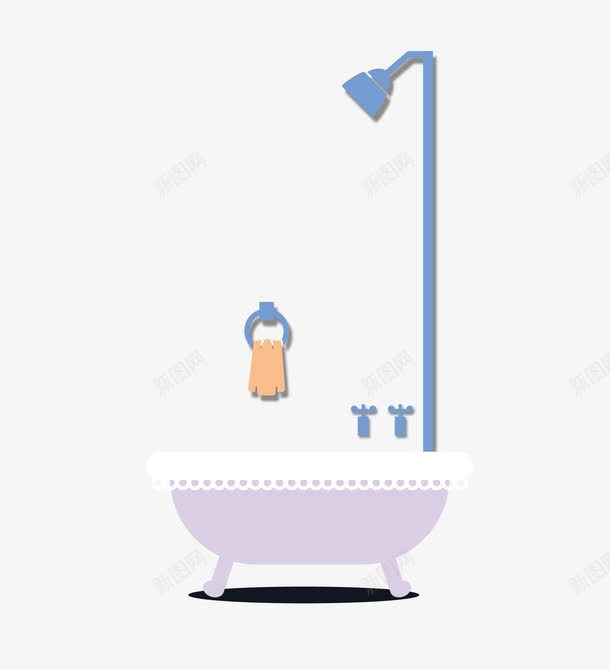 淋浴蓬头与浴缸png免抠素材_新图网 https://ixintu.com 可爱 浴缸 蓬头