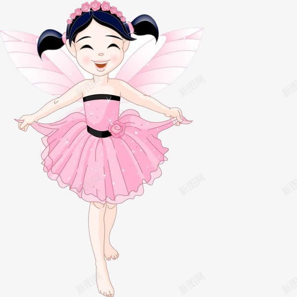 卡通微笑的花仙子png免抠素材_新图网 https://ixintu.com 免抠女孩 卡通花仙子 微笑的女孩 站立的女孩 粉色的裙子