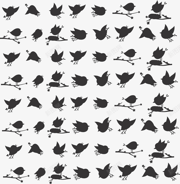 黑色的鸟图案png免抠素材_新图网 https://ixintu.com 小鸟 鸟 黑鸟
